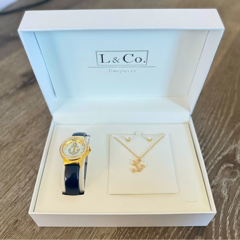 L & CO. Watch & Jewelry Gift Set 3 Piece